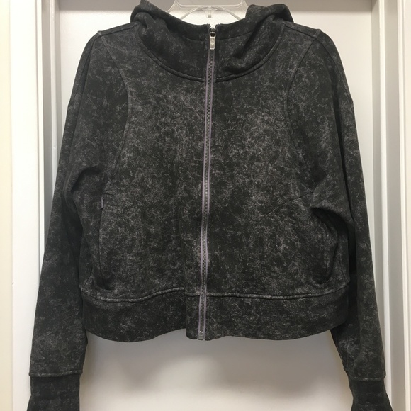 Lululemon Cotton French Terry Zip Hoodie Denim Wash Lavender Black EUC - Picture 4 of 12